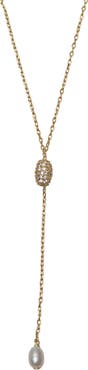 Argento Vivo Sterling Silver Faux Pearl Drop Fire Ball Y-Necklace