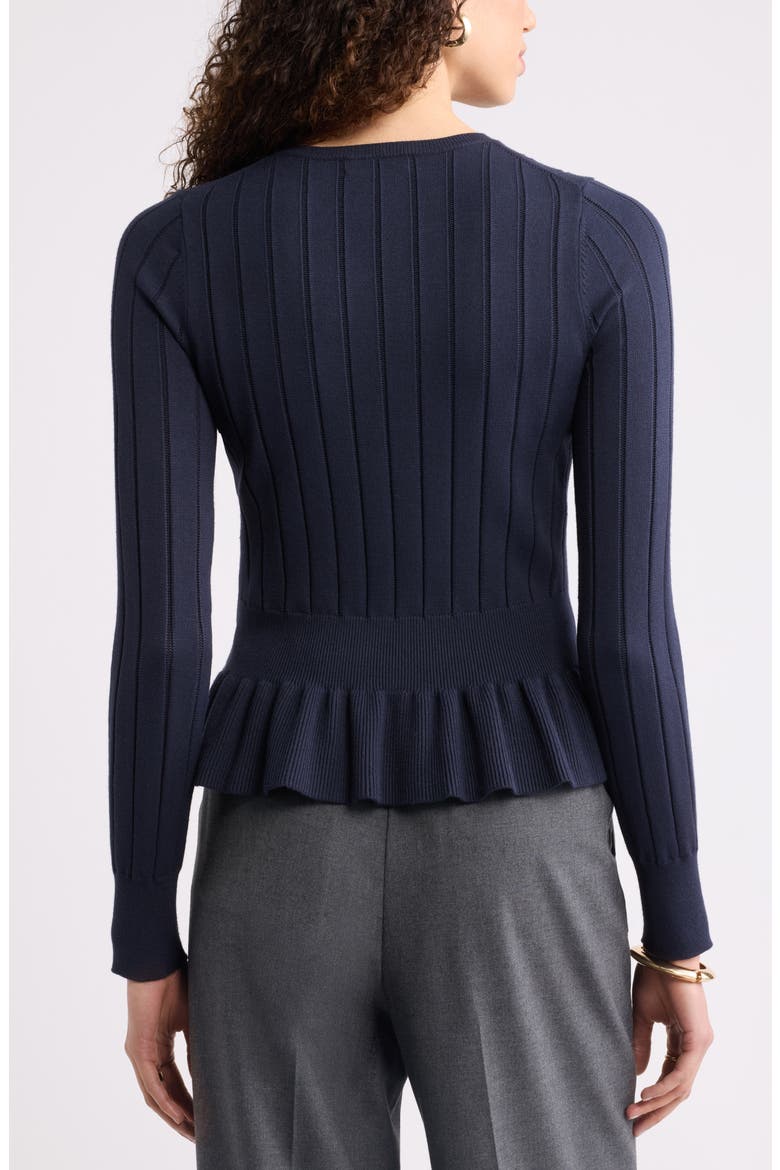 Ruffled Peplum Sweater, Alternate, color, NAVY NIGHT