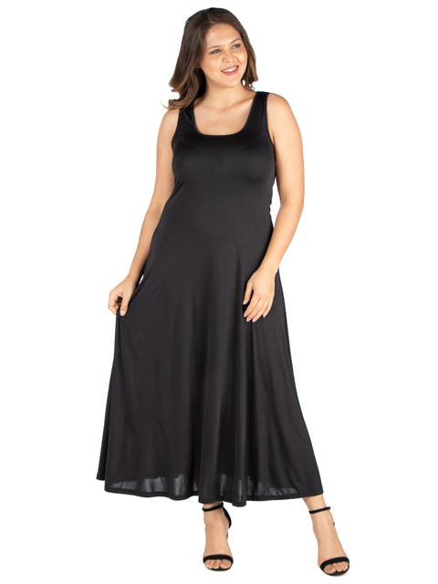 Plus Size Scoop Neck Tank A Line Maxi Dress