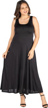 24seven Comfort Apparel Plus Size Scoop Neck Tank A Line Maxi Dress