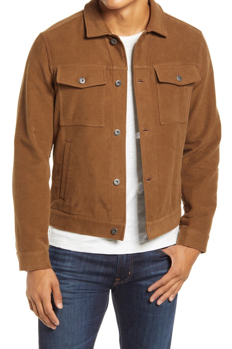 Trucker Jacket, Main, color, BROWN MOLESKIN