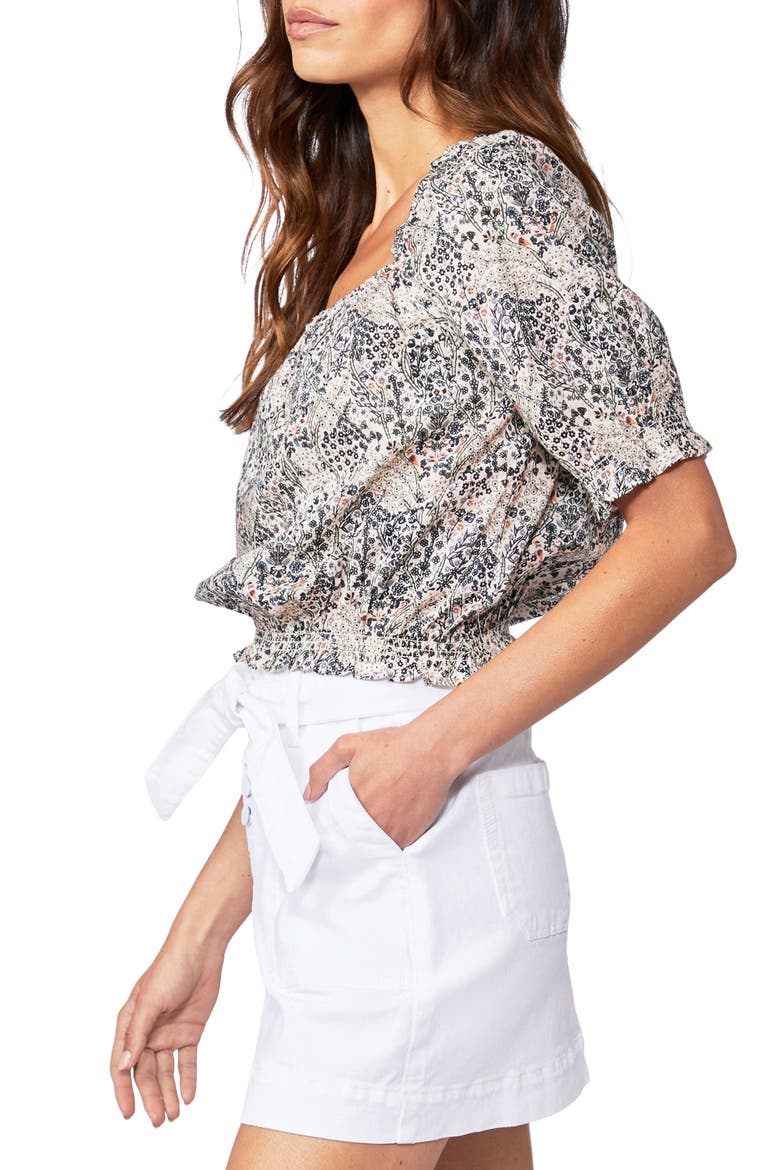 Elise Floral Print Puff Sleeve Top, Alternate, color, ECRU MLTI