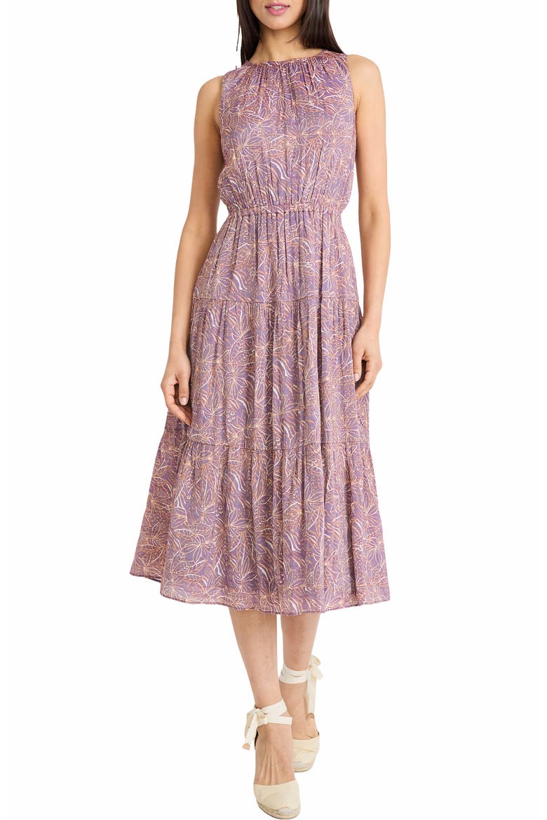 Sleeveless Fit & Flare Dress, Main, color, PLUM/ OCHRE
