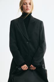 H&M Long Jacket With Shoulder Pads