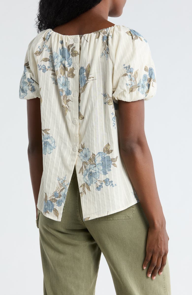 CHENAULT Print Puff Sleeve Top, Alternate, color, Cream/ Blue