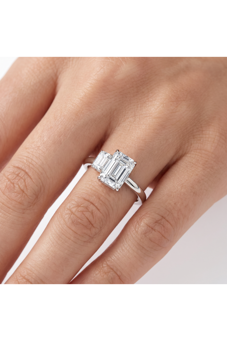 1 1/4Ct Emerald Cut Toi et Moi Diamond Ring Lab Grown, Alternate, color, 14k Yellow Gold