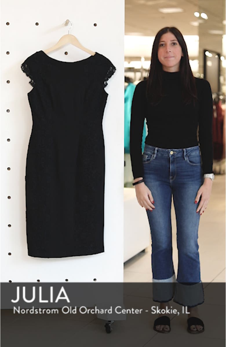 Lace Detail Crepe Sheath Dress, sales video thumbnail