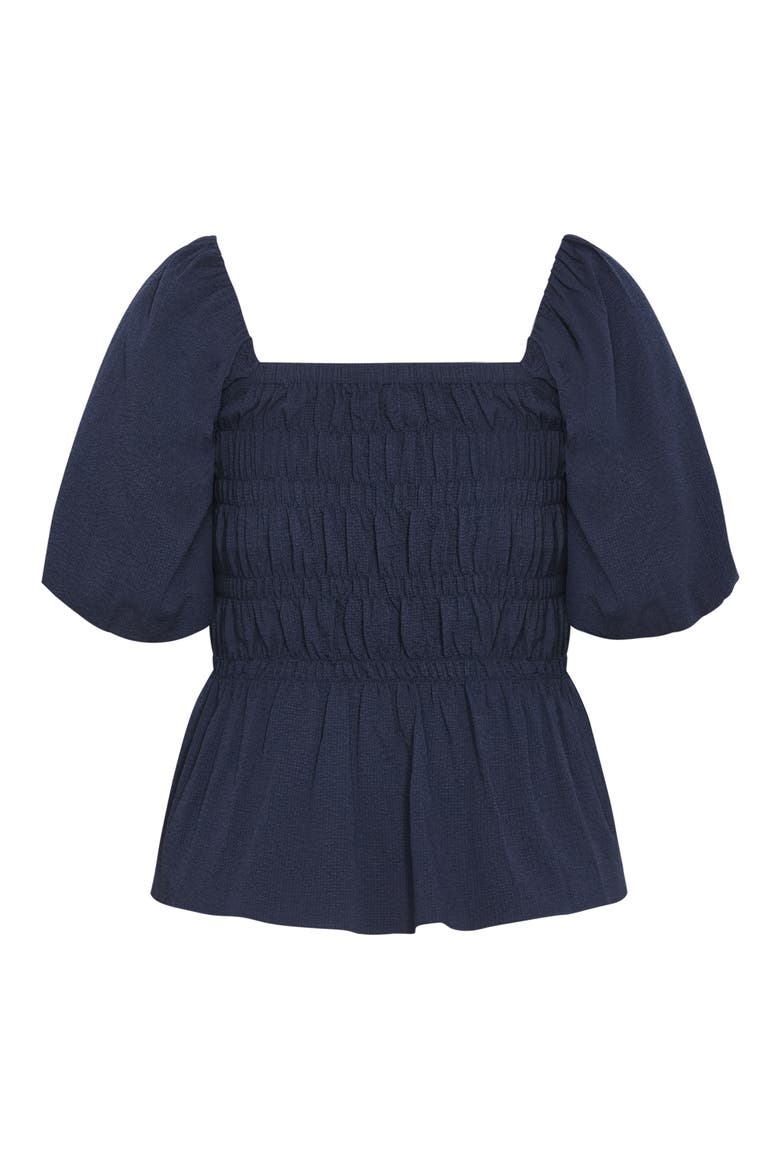 Irina Smocked Puff Sleeve Top, Alternate, color, NAVY