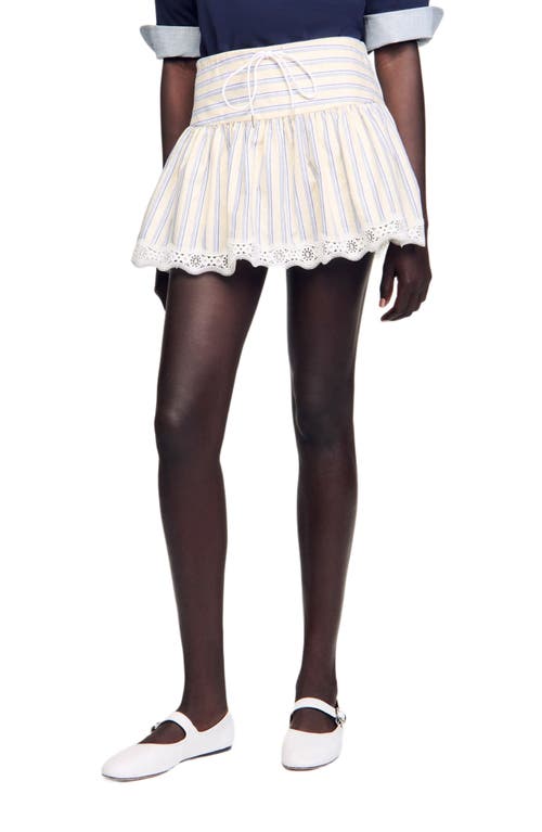 Sandro Striped Shorts In White