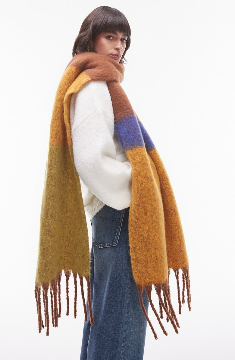 Topshop Sydney Blanket Stripe Fringe Scarf, Alternate, color, 
