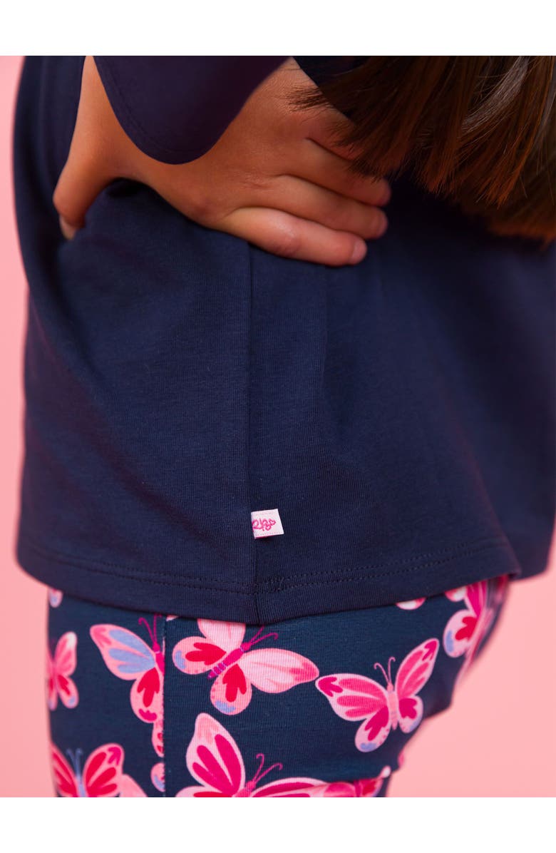 RuffleButts Knit Long Sleeve Ruffle Peter Pan Tee, Alternate, color, Dark Navy