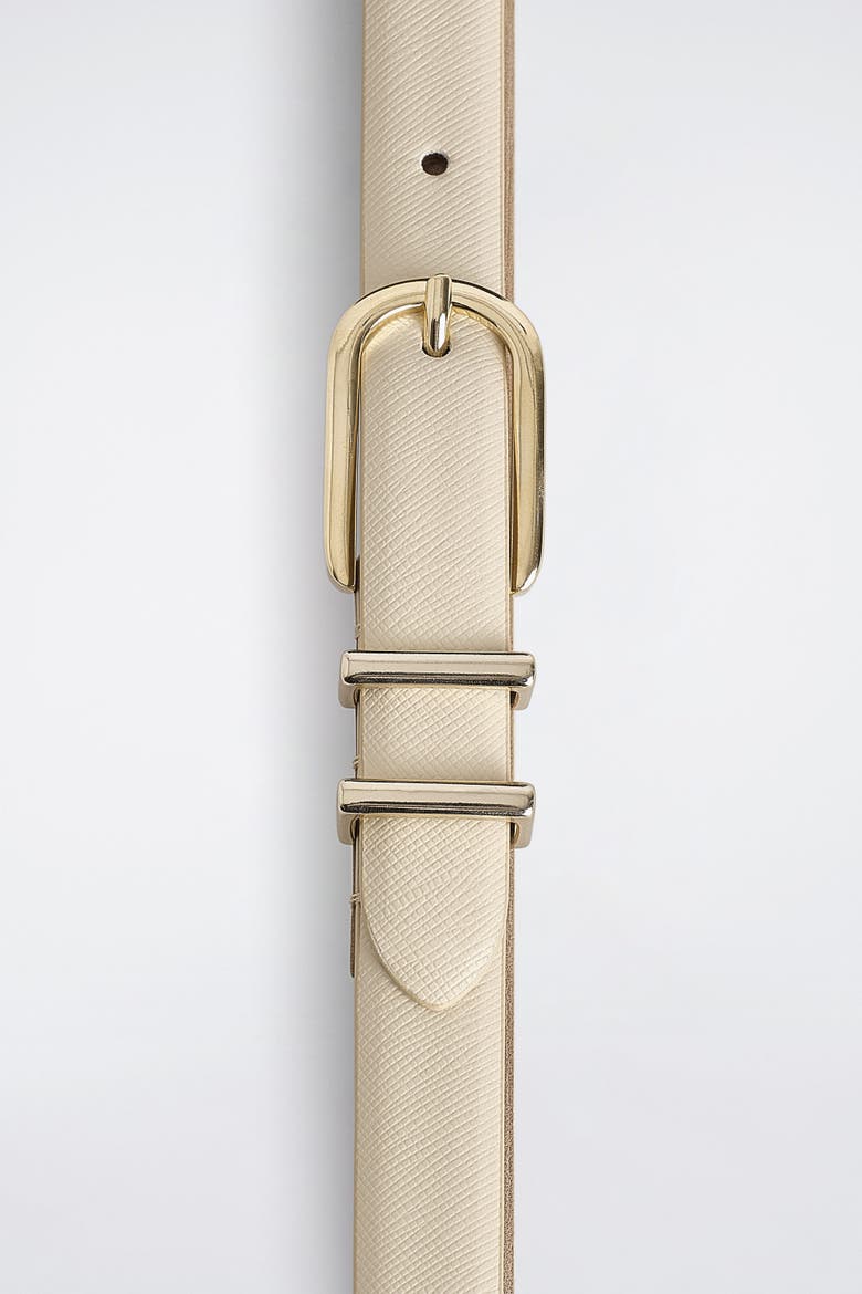 Saffiano Leather Belt, Alternate, color, CREAM
