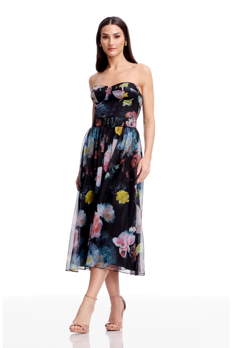 Jenny Floral Strapless Cocktail Dress, Alternate, color, BLACK MULTI