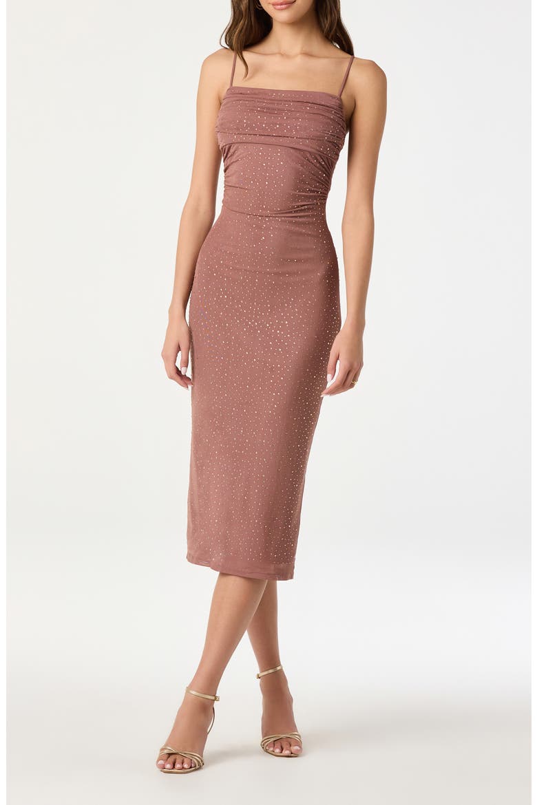 Rhinestone Mesh Cocktail Dress, Main, color, DUSTY MAUVE