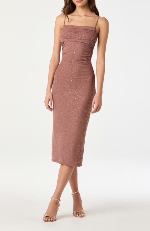 Rhinestone Mesh Cocktail Dress