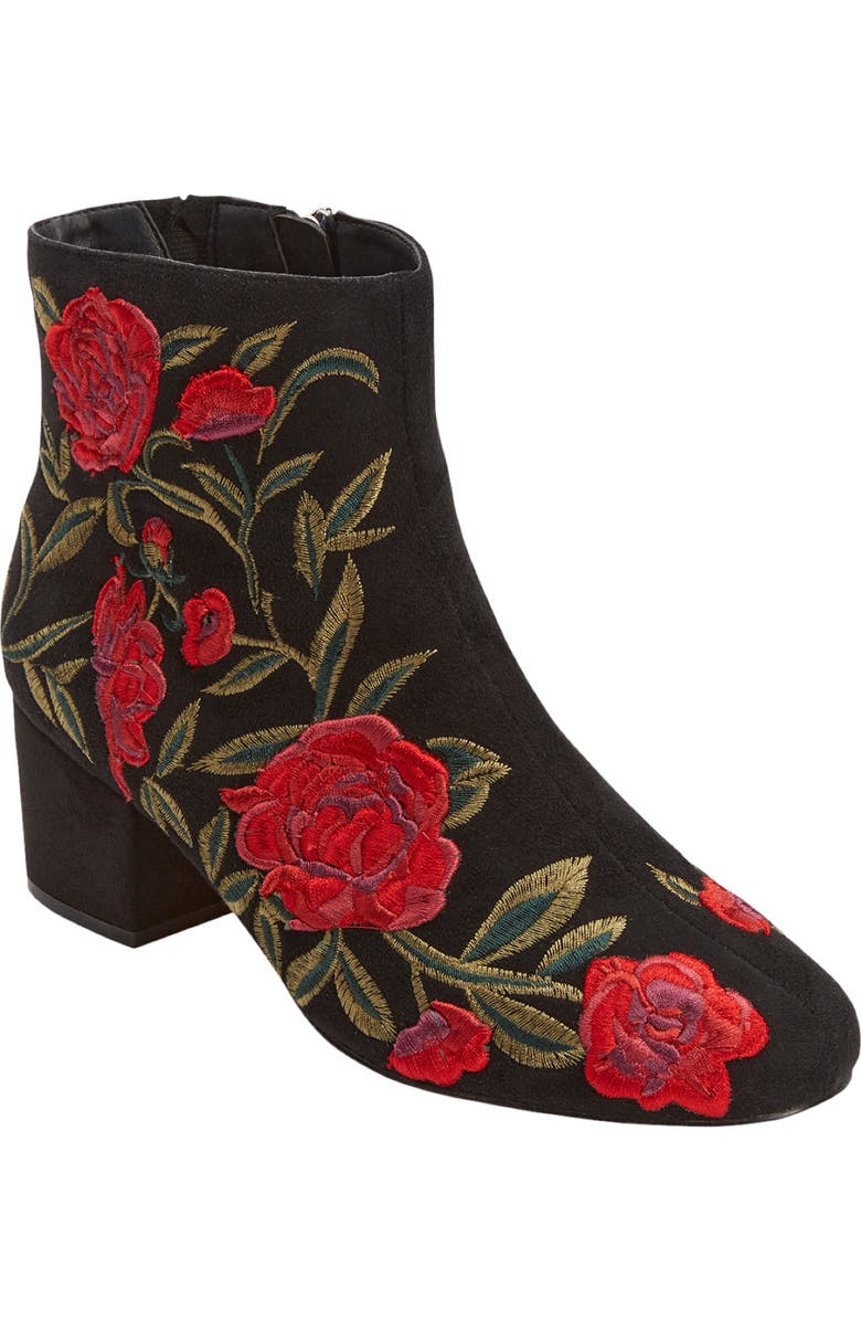 Comfortview The Sidney Bootie, Main, color, Black Embroidery