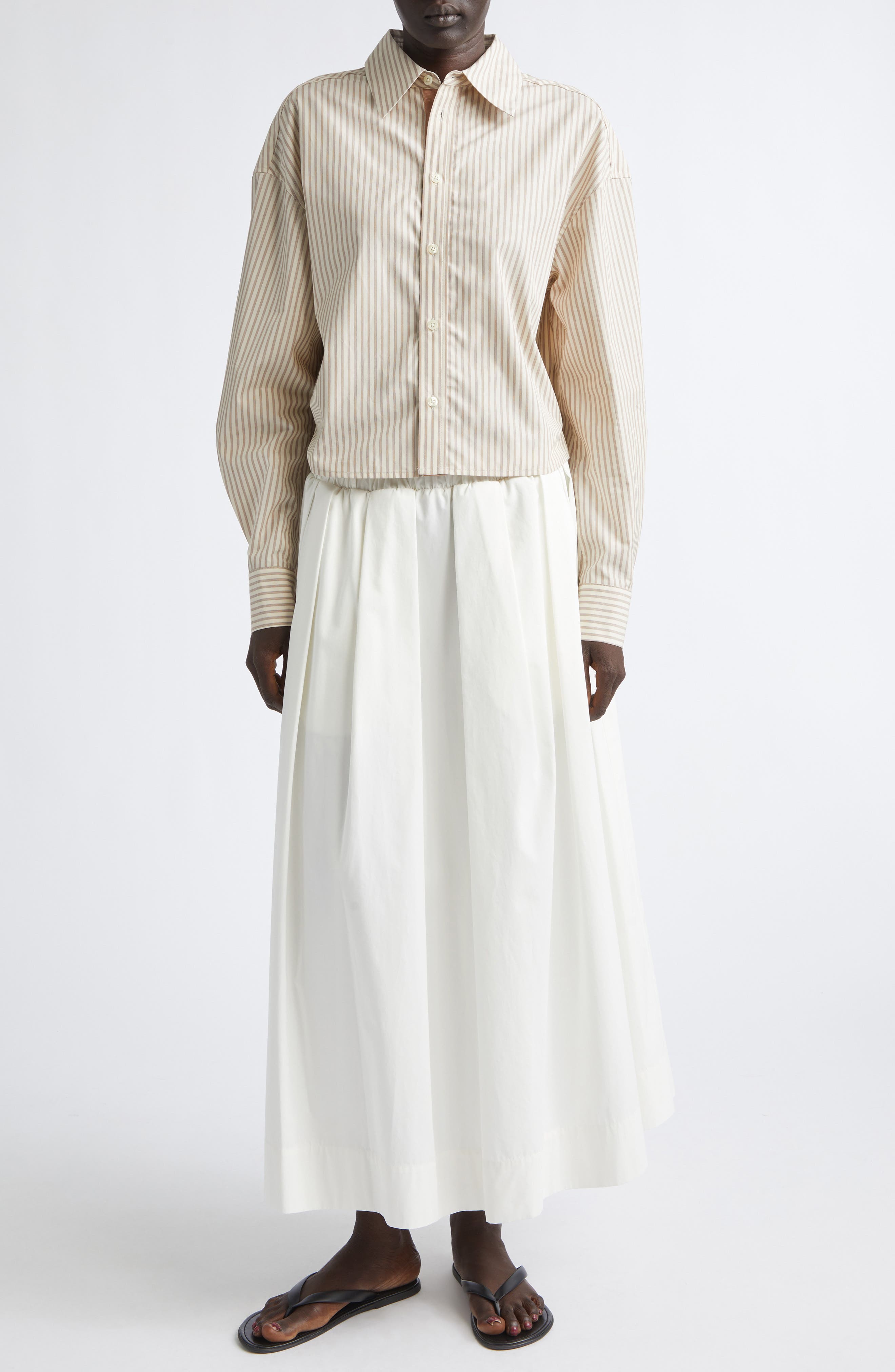 Kallmeyer Isolde Pleated Starched Organic Cotton Poplin Maxi Skirt ...