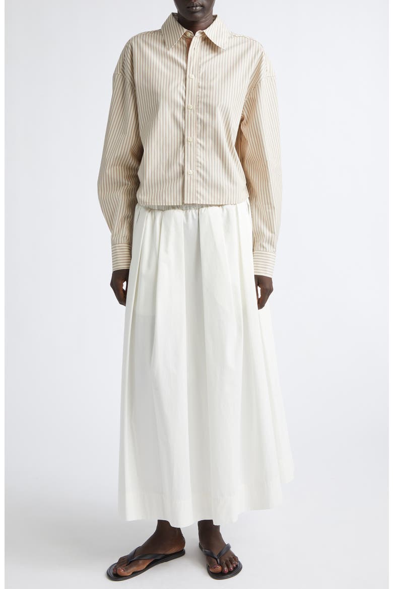 Isolde Pleated Starched Organic Cotton Poplin Maxi Skirt, Alternate, color, IVORY