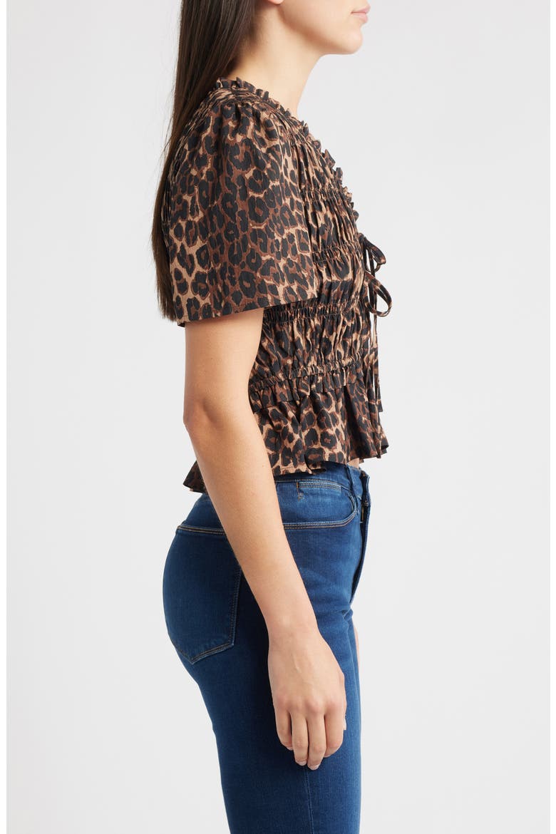 Portia Shirred Top, Alternate, color, BROWN NALA