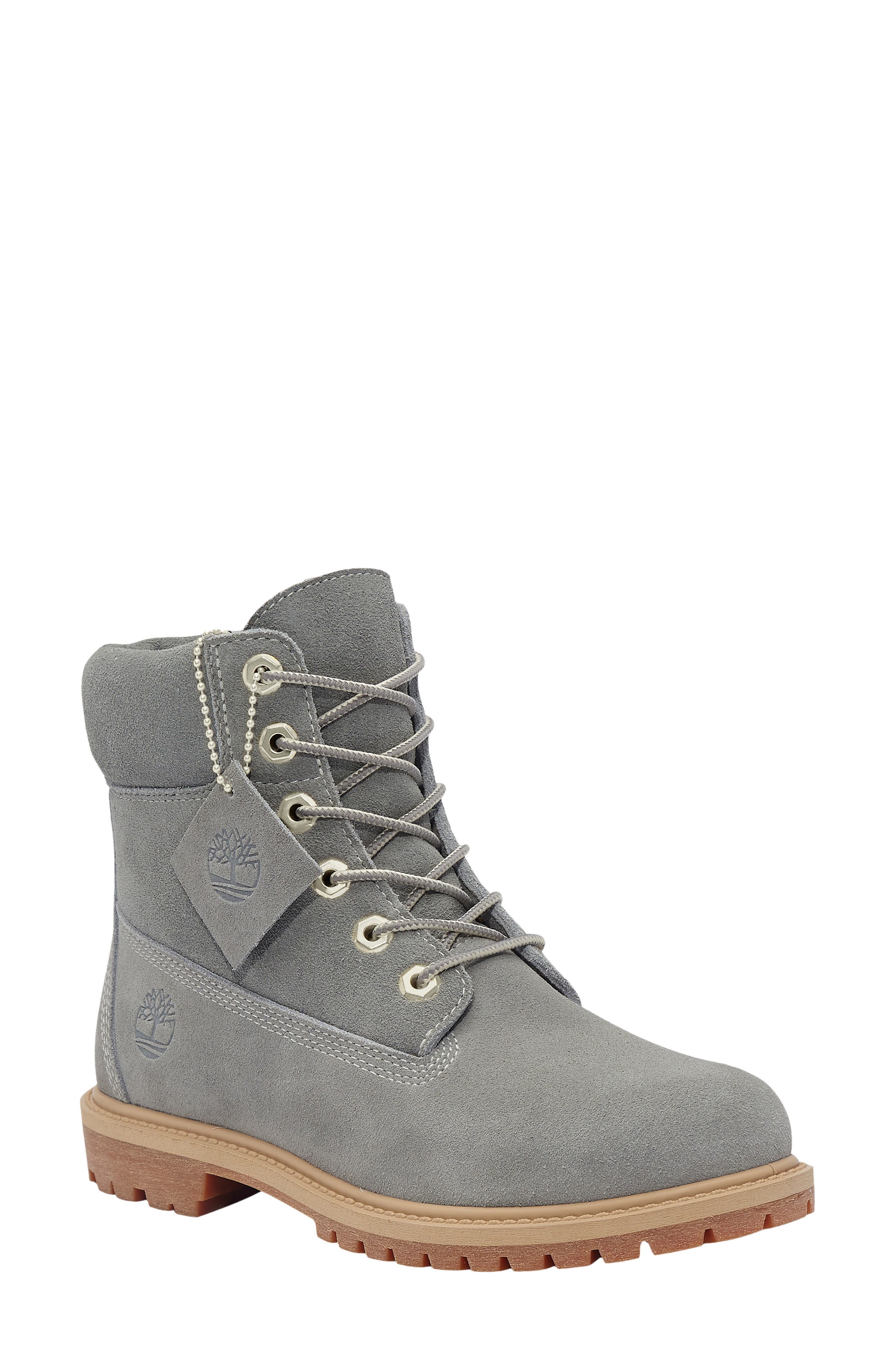 Premium 6-Inch Lace-Up Boot, Main, color, MEDIUM GREY SUEDE