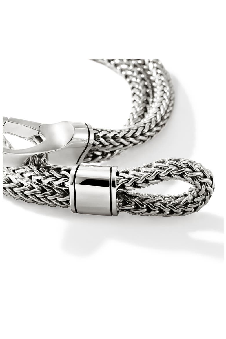 Hook Clasp Bracelet, Silver, Double Row, Alternate, color, SILVER