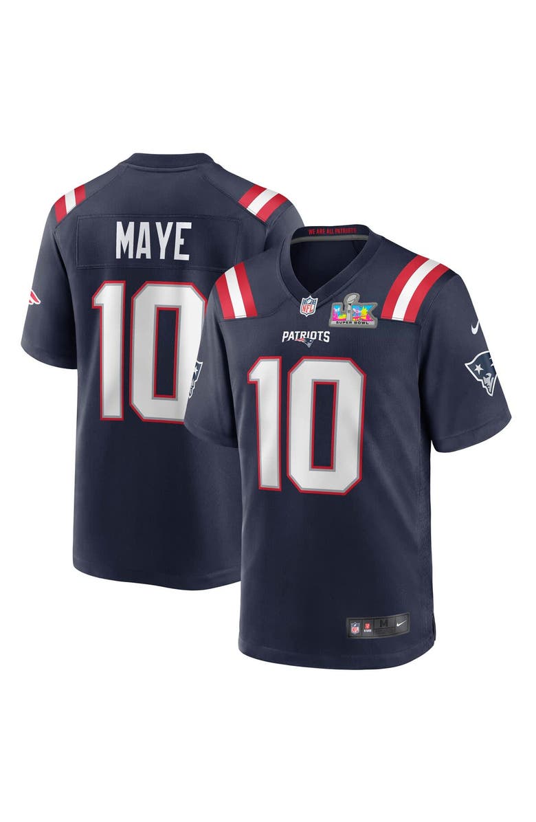 Nike Men's Nike Drake Maye Navy New England Patriots Super Bowl LX Patch Game Jersey, Main, color, Navy