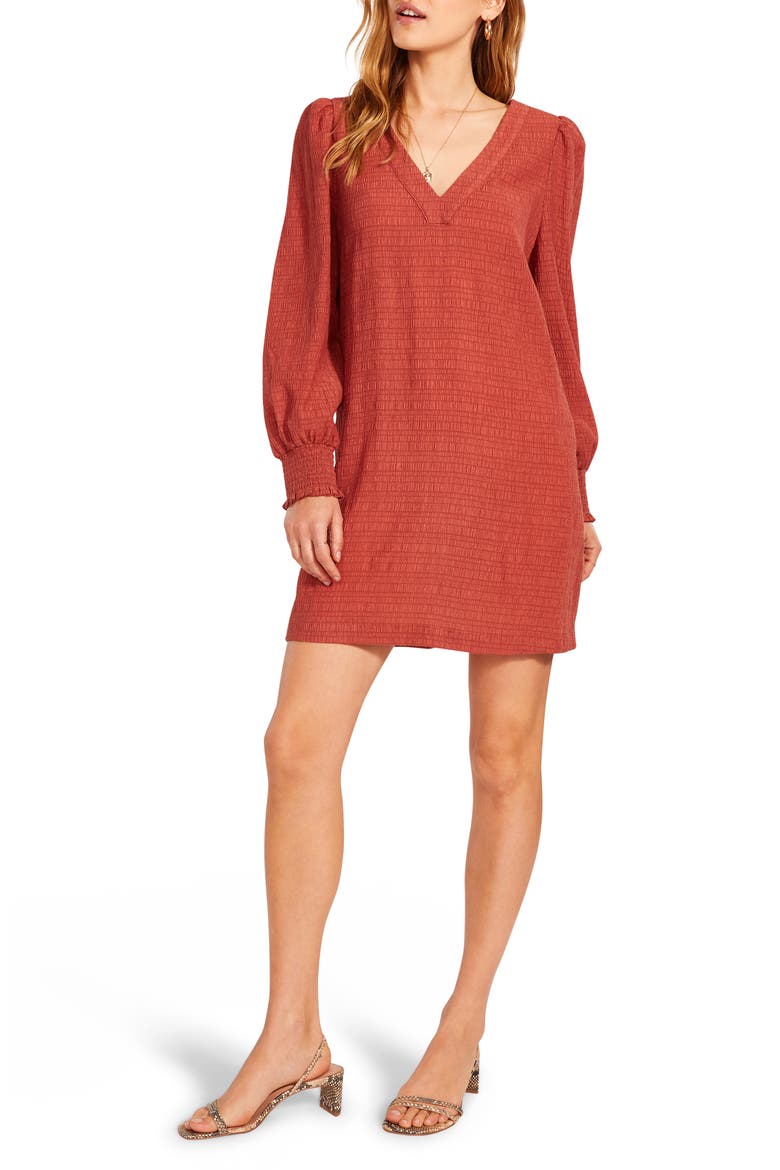 bb dakota long sleeve dress BB Dakota x Steve Madden Ruston Textured Long Sleeve Shift Minidress  (Women)