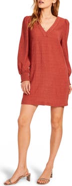 Steve Madden BB Dakota x Steve Madden Ruston Textured Long Sleeve Shift Minidress
