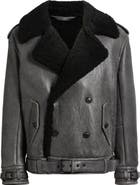 BOSS x Entire Studios Relaxed-Fit Leather Jacket with Genuine Shearling Collar