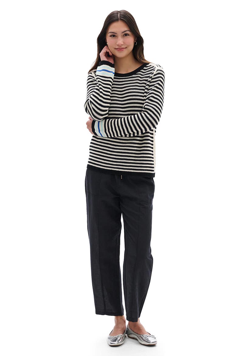 Pointelle Stripe Sweater, Alternate, color, BLACK