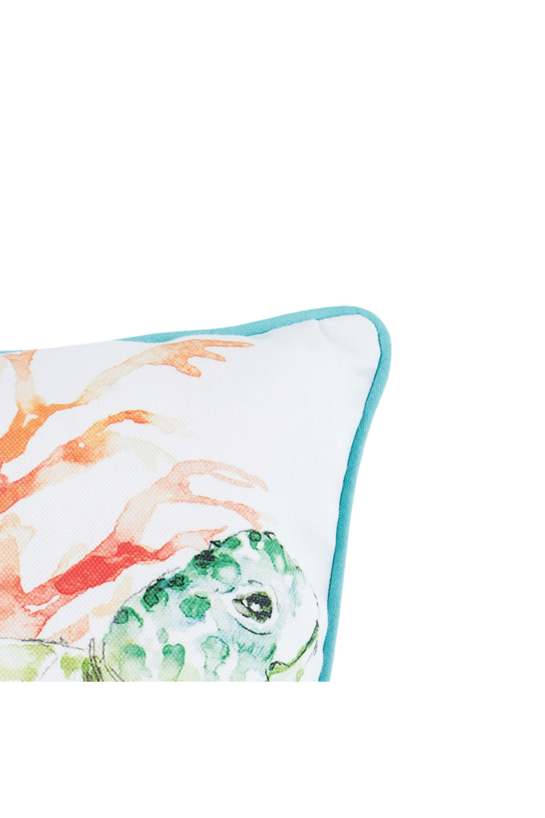 Colorful Sea Turtle Printed Accent Pillow, Alternate, color, Orange