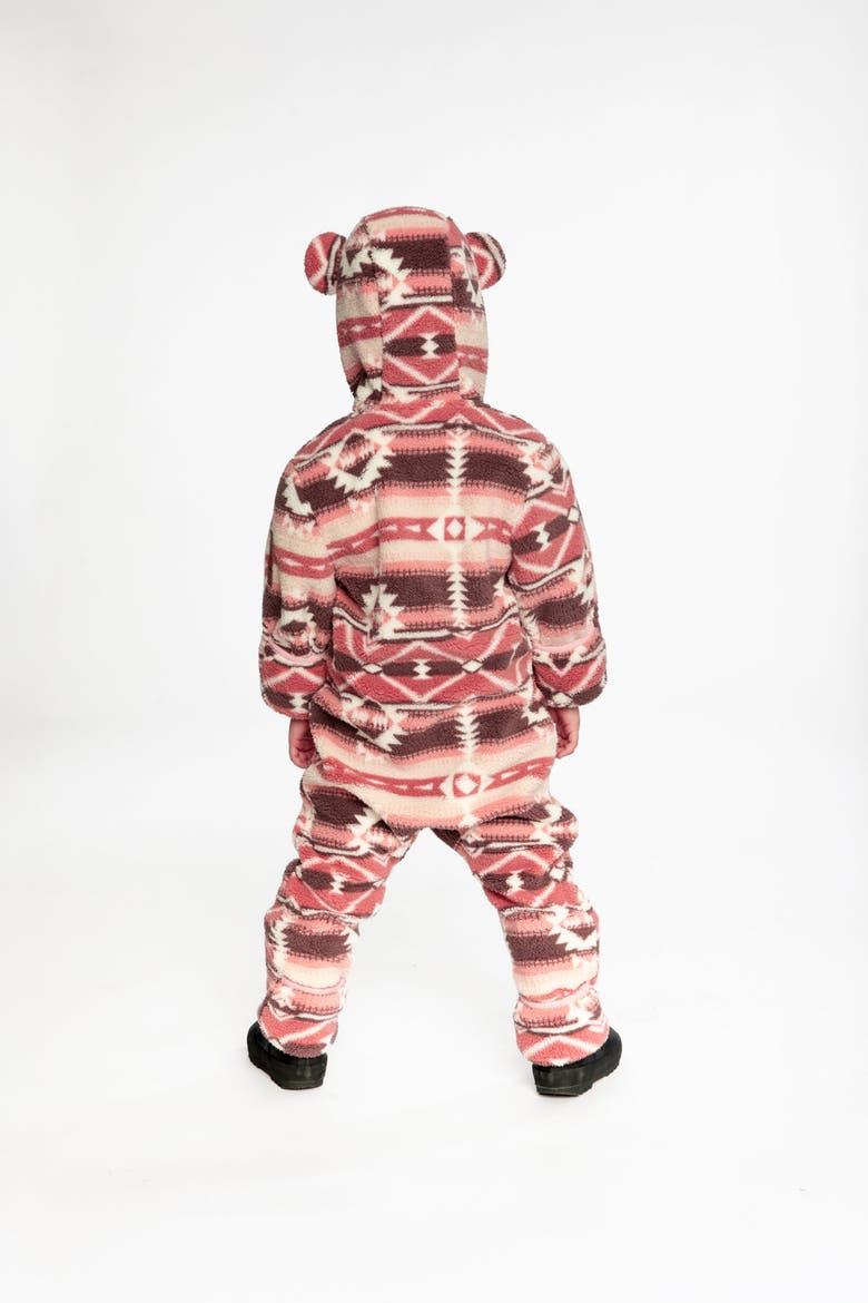 Mid-Season Fleece Animal Ear Hood Fold-Over One-Piece Outerwear, Alternate, color, Aztec Pink