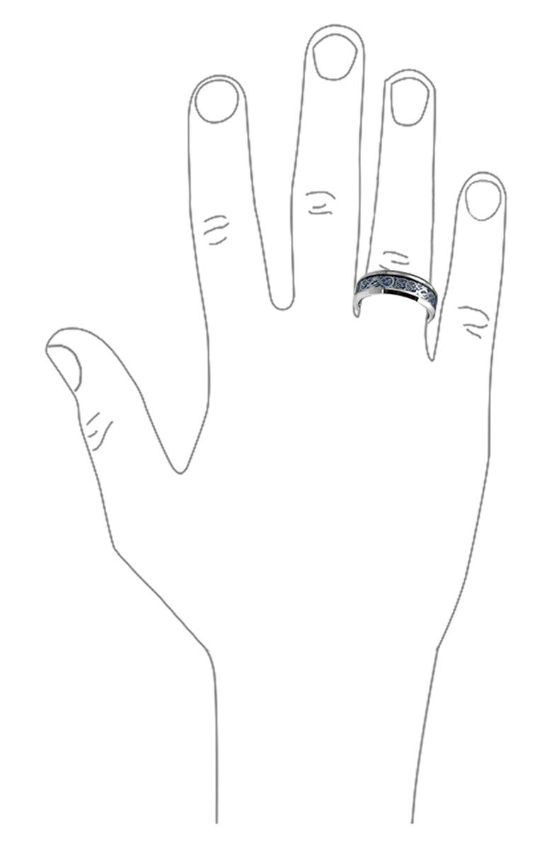 BLING JEWELRY Men's Celtic Dragon Titanium Band Ring, Alternate, color, Blue