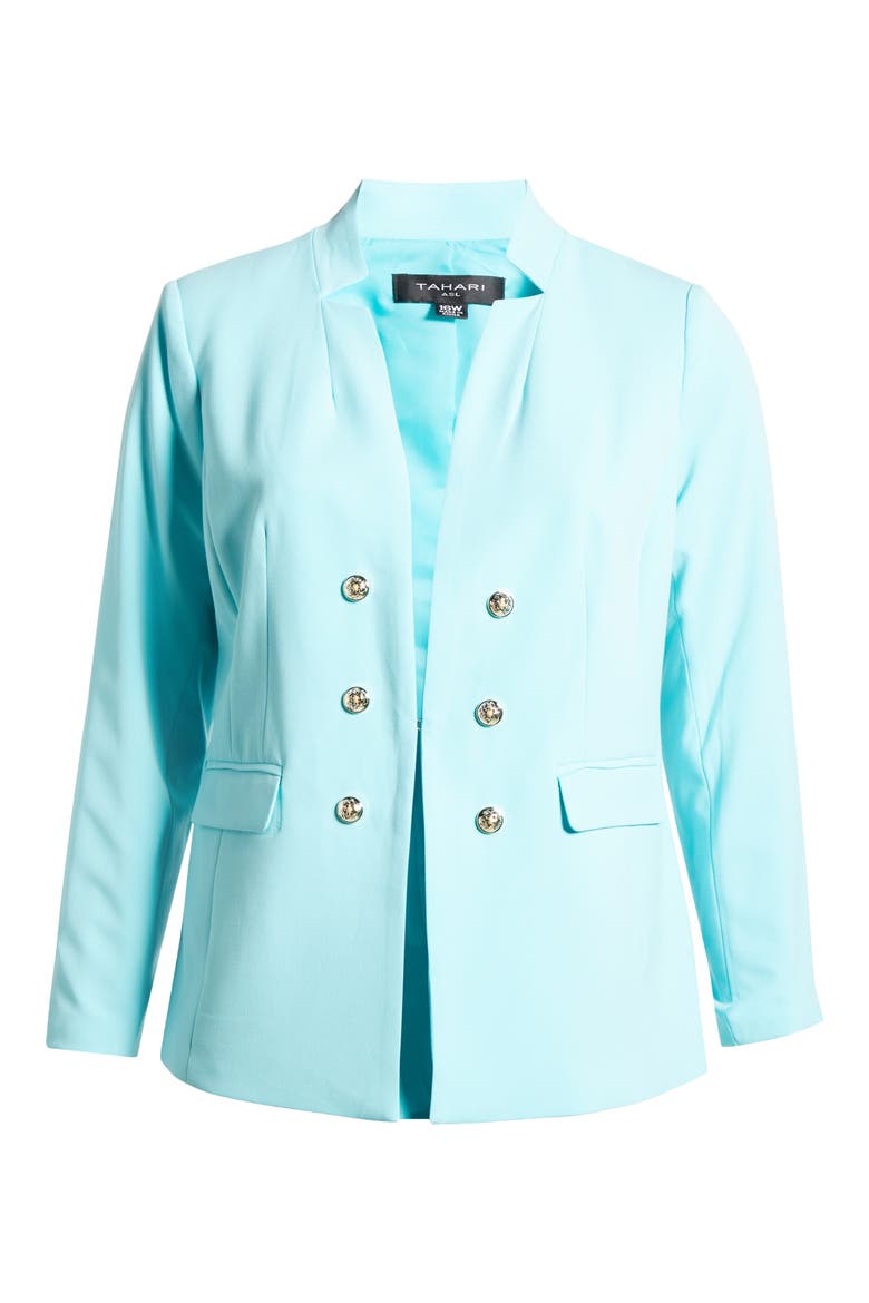 Faux Double Breasted Blazer, Alternate, color, TURQUOISE