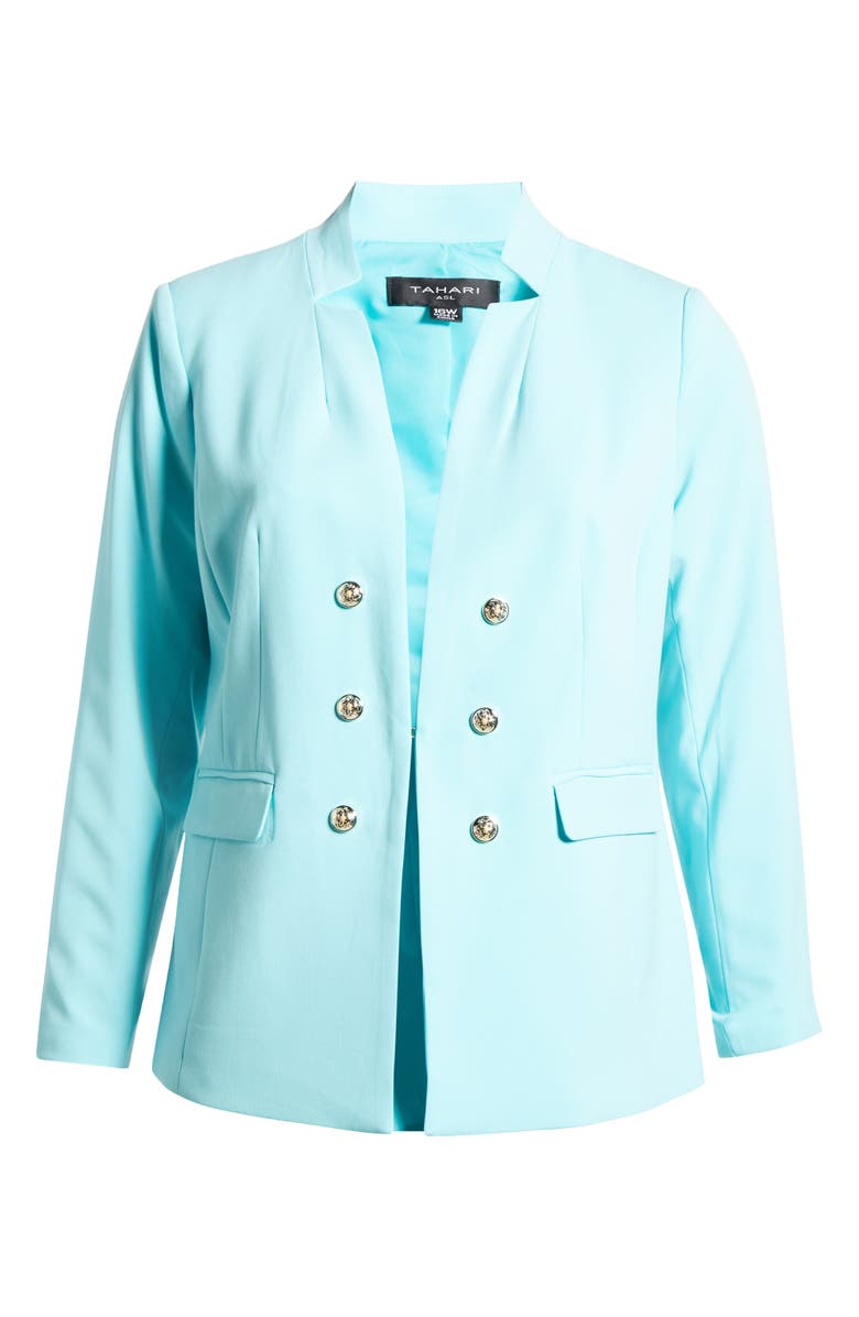 Tahari ASL Faux Double Breasted Blazer, Alternate, color, Turquoise