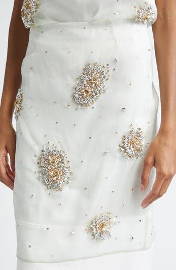 Wales Bonner Triumph Embellished Silk Organza Midi Skirt