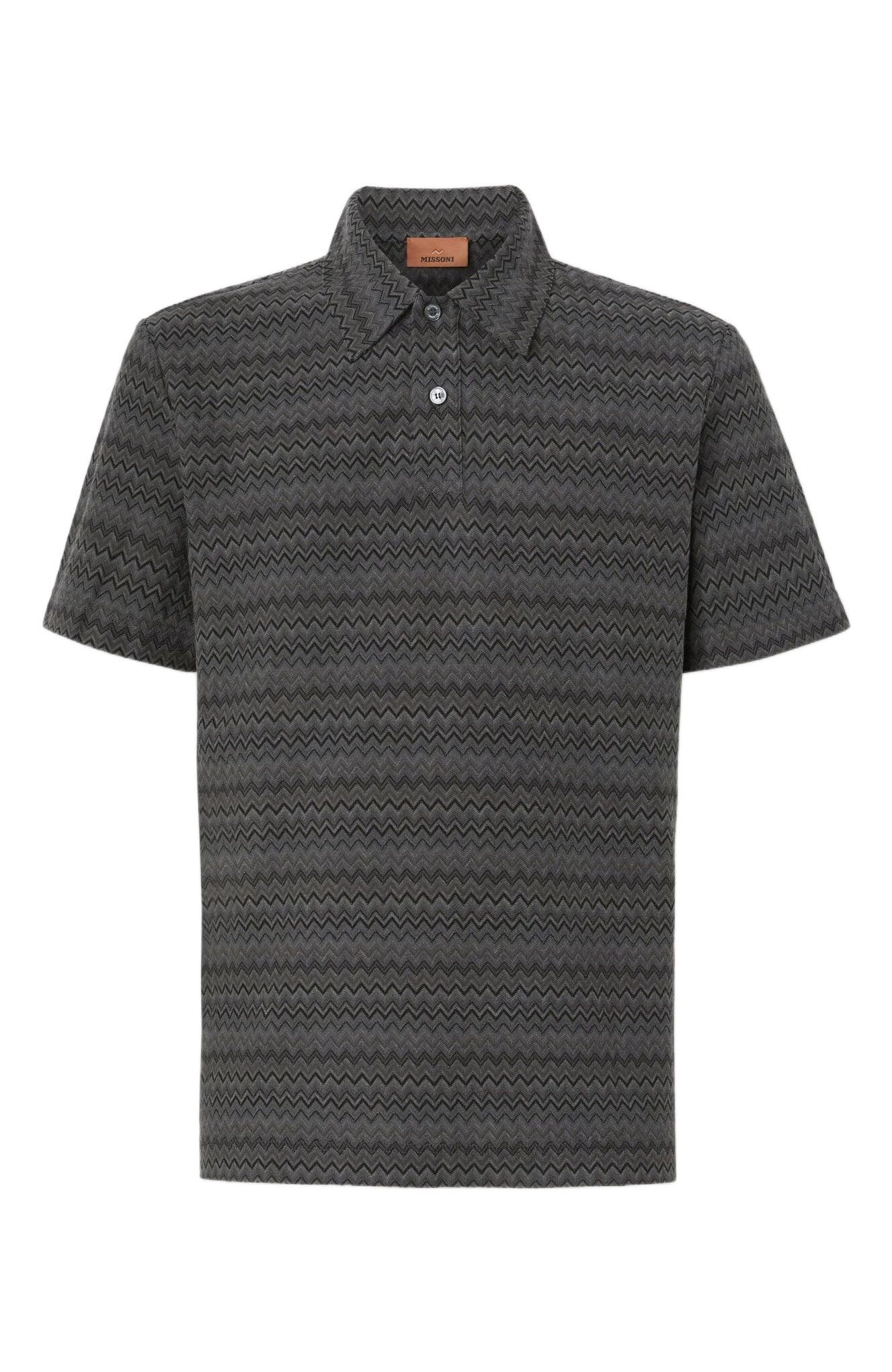 Short Sleeve Cotton Polo With Zigzag Pattern - image 2