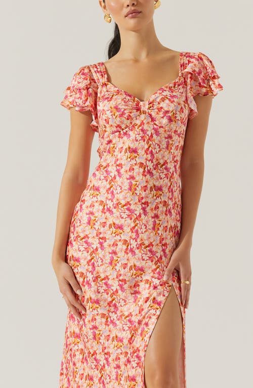 Astr The Label Maisy Midi Dress In Pink Multi Ditsy