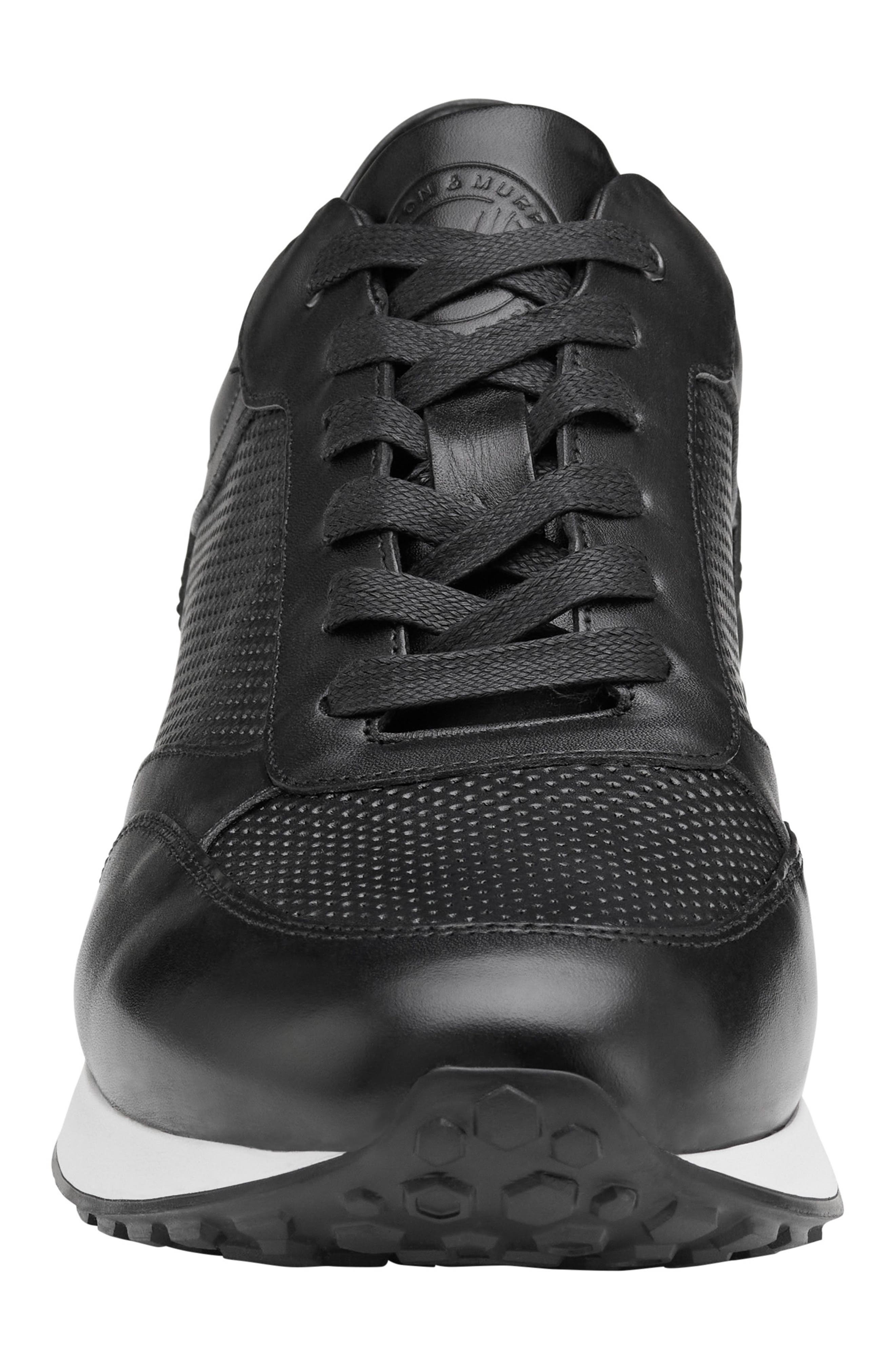 Johnston & Murphy Briggs Perforated Sneaker, Alternate, color, Black Italian Calfskin