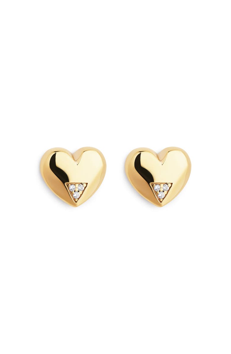 Toolally Art Deco Hearts Studs, Alternate, color, Gold Vermeil