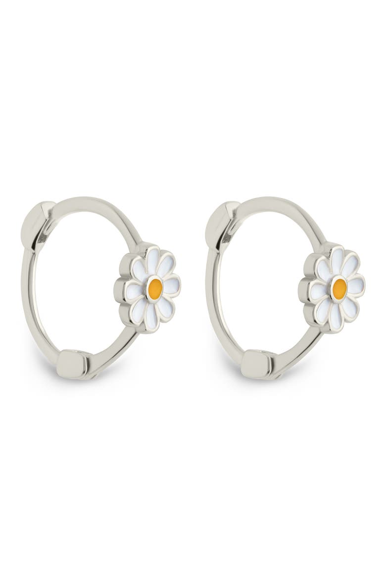 Stella Flower Hoop Earrings, Main, color, SILVER