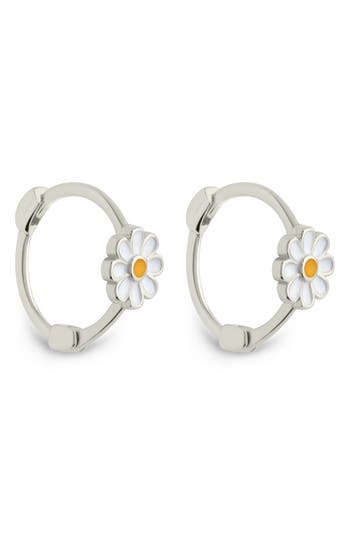 Sterling Forever Stella Flower Hoop Earrings In Silver