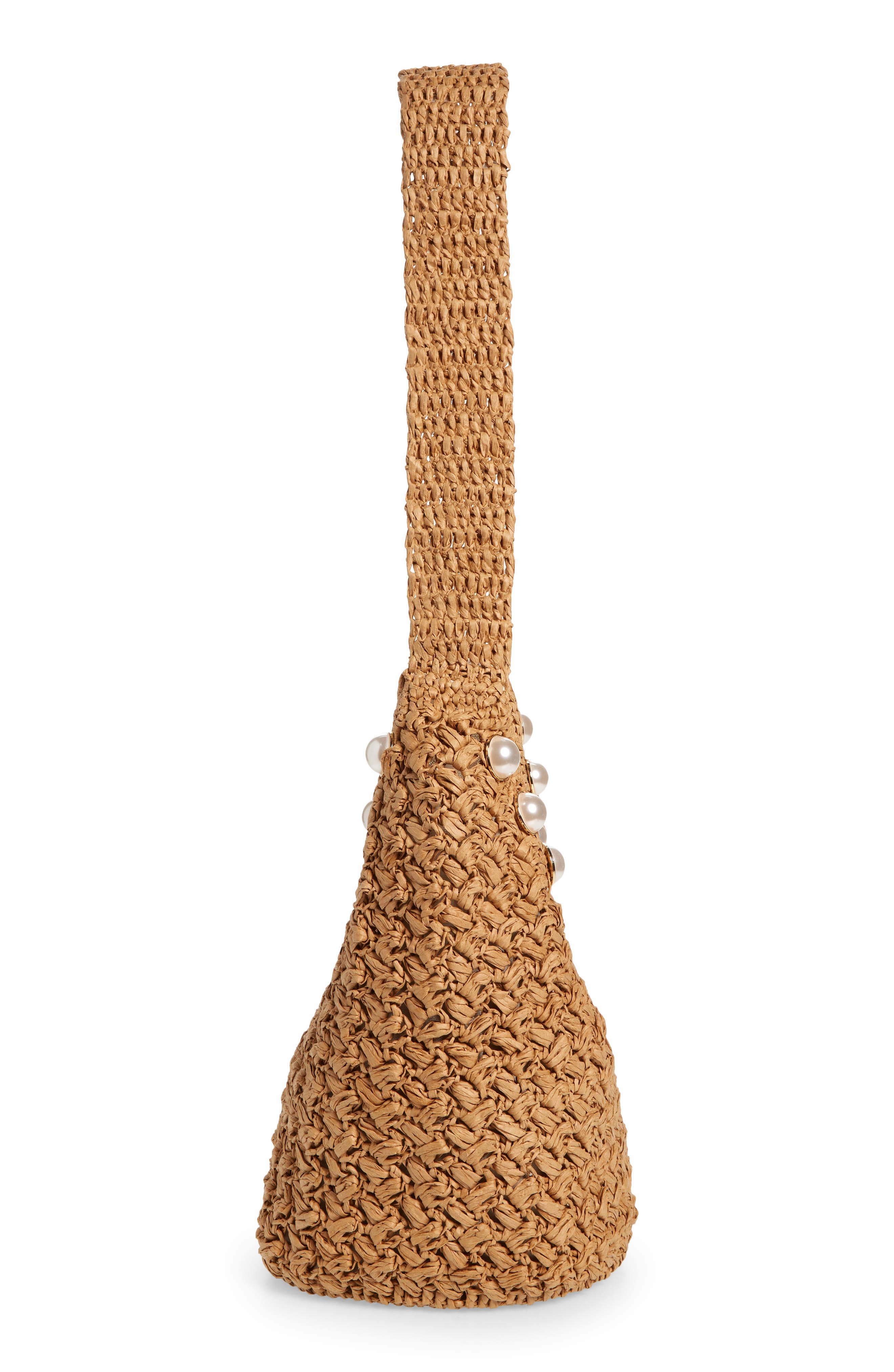 BTB Los Angeles Keli Imitation Pearl Hobo Bag, Alternate, color, Sand