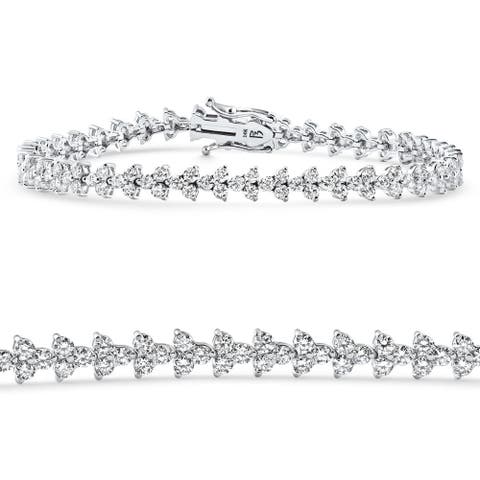 4.25Ct Diamond Olivetta Tennis Bracelet 14k Gold Lab Grown 7"