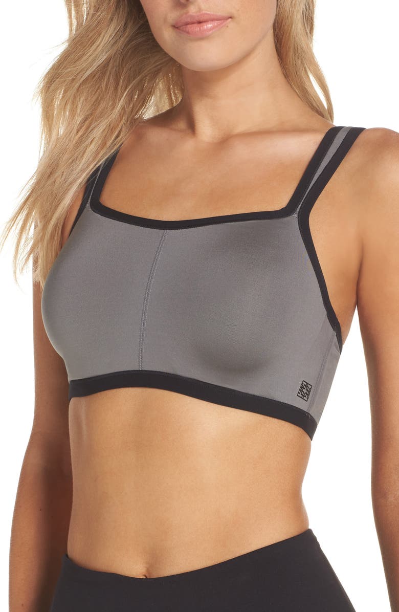 Natori Yogi Convertible Sports Bra, Main, color, Grey/ Black