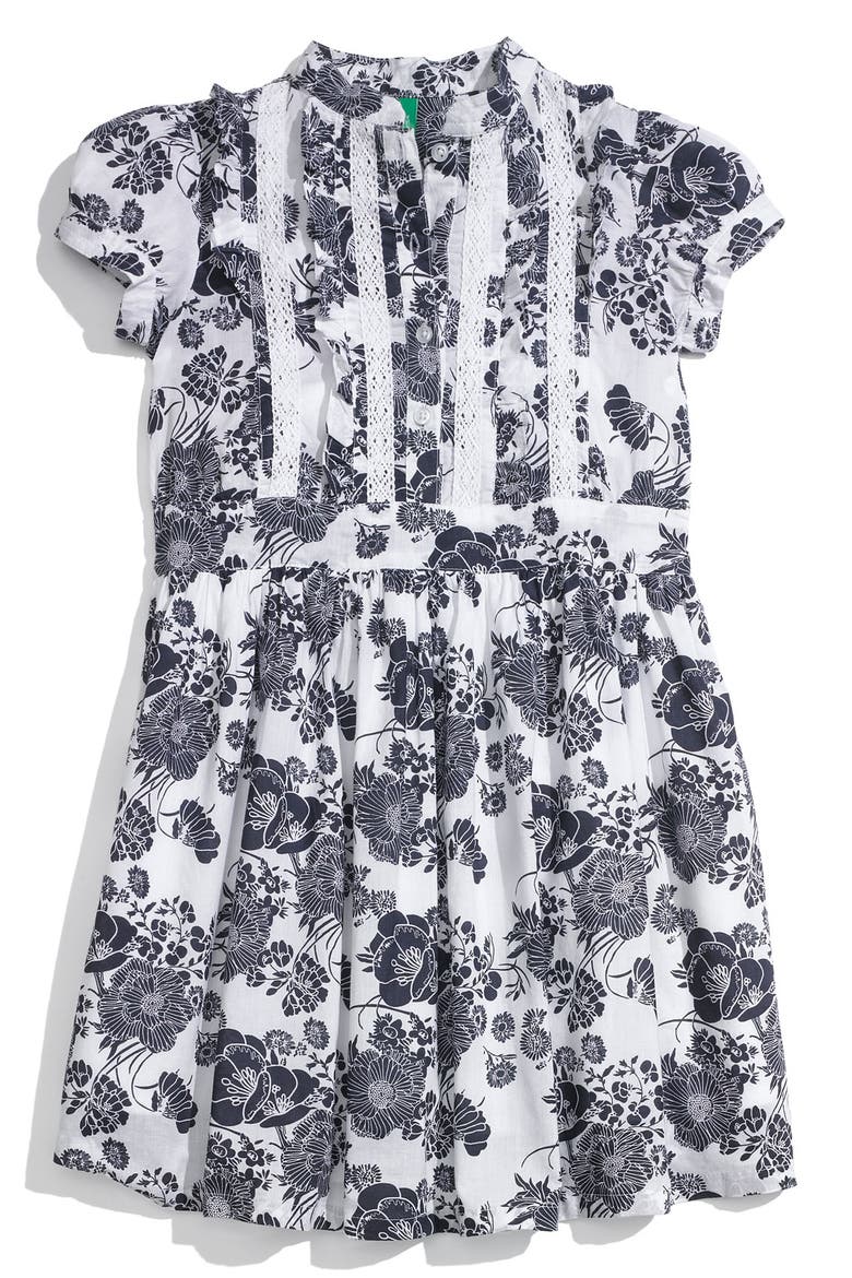 Eyelet Ruffle Dress, Main, color, NAVY FLORAL