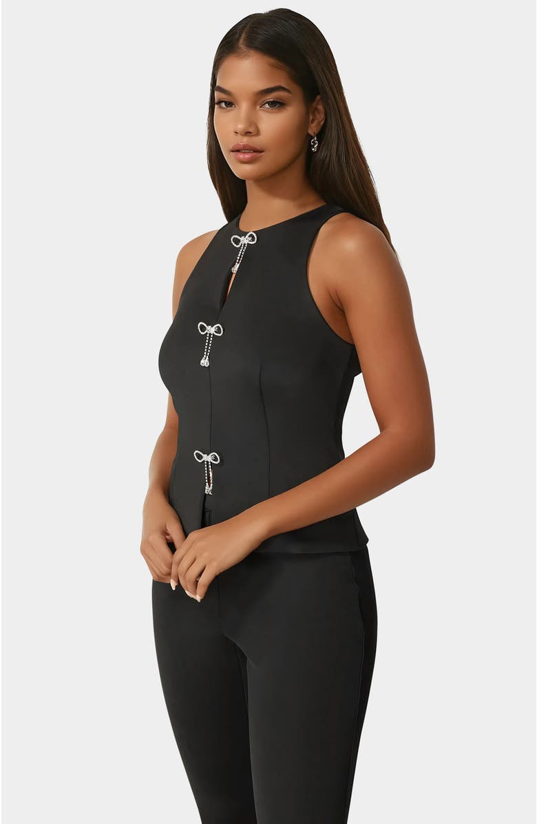 bebe Bow Halter Neck Top, Alternate, color, Black