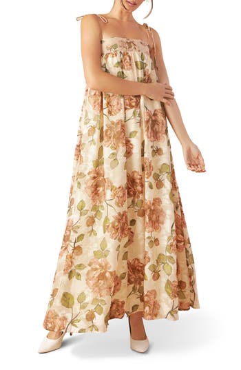 Flying Tomato Babydoll Maxi Dress In Taupe