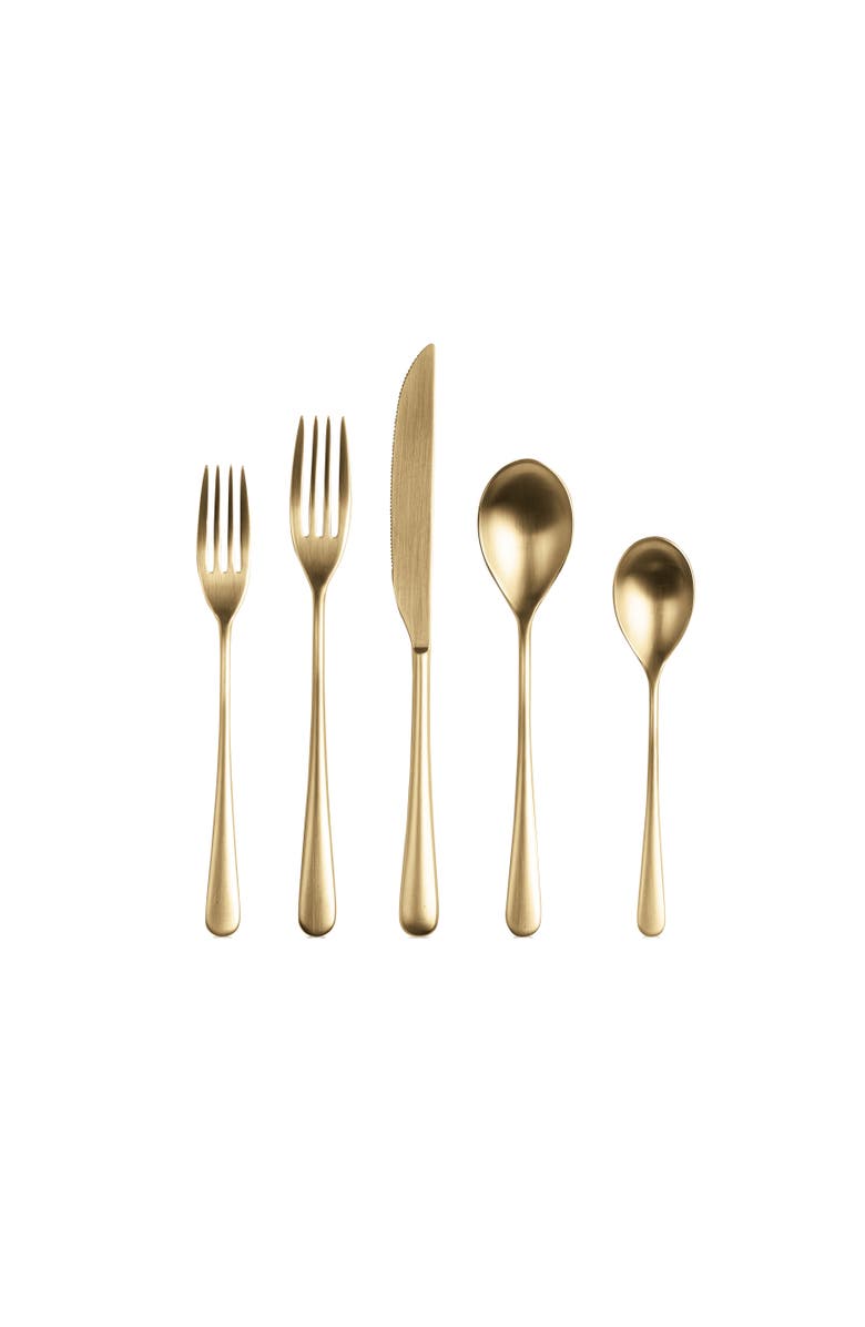 Mepra Neve Flatware Set - 20 Pieces, Main, color, Ice Gold