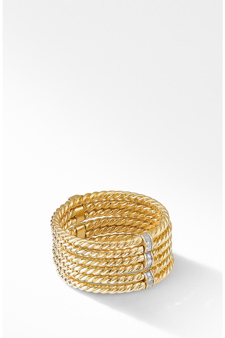 Origami 6-Row Cable Ring in 18K Yellow Gold with Diamonds, Alternate, color, YELLOW GOLD/ DIAMOND